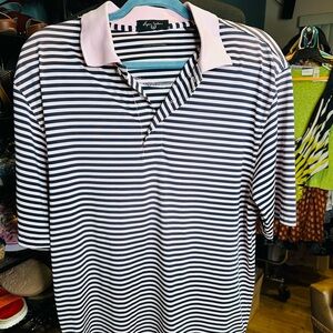Byron Nelson Men’s Striped Pink Golf Polo Shirt Size Medium